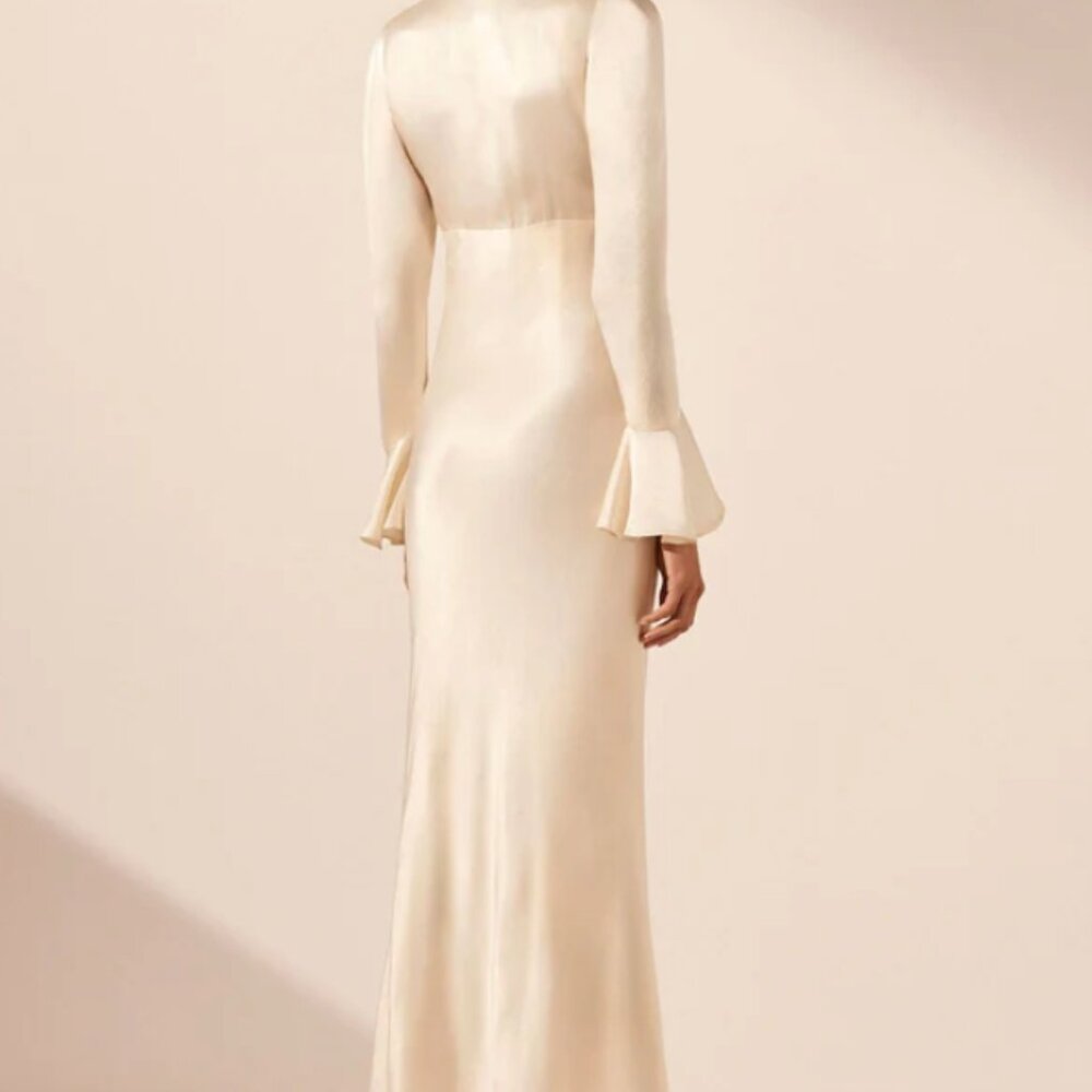 Shona Joy La Lune Frill Cuff Bias Midi Dress in Cream - Size 6 - Picture 5 of 11